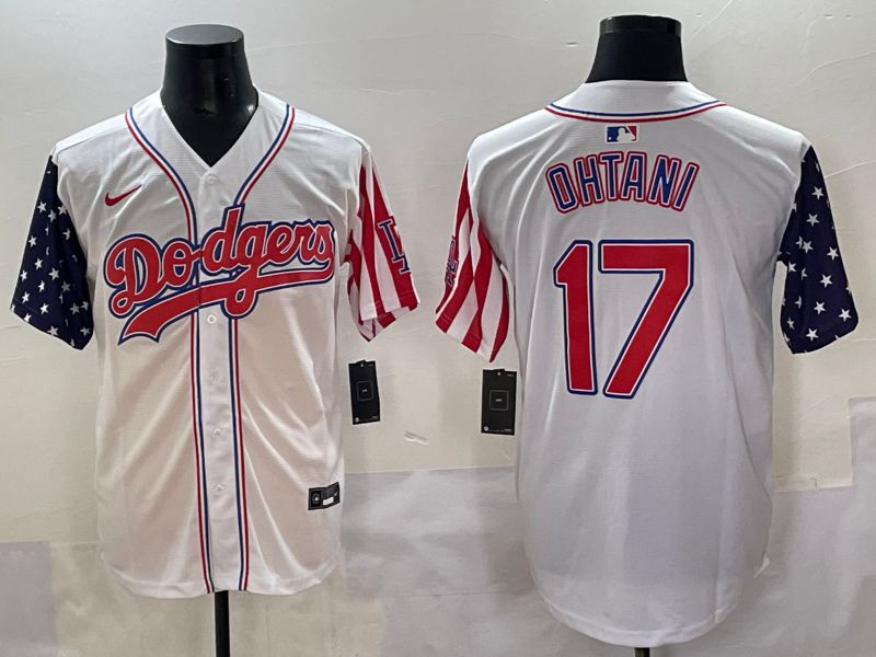 Men 2025 Los Angeles Dodgers #17 Ohtani White a generation of national flags Joint Name Nike MLB Jersey style 3